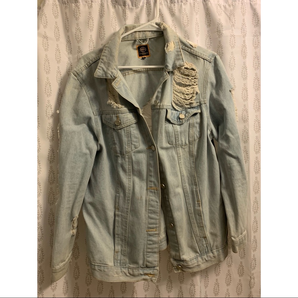 Vintage-Style Distressed Denim Jacket